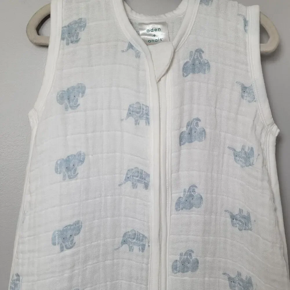 Aden + Anais Organic Cotton Sleep Sack 6-18 Months Wearable Blanket Elephants